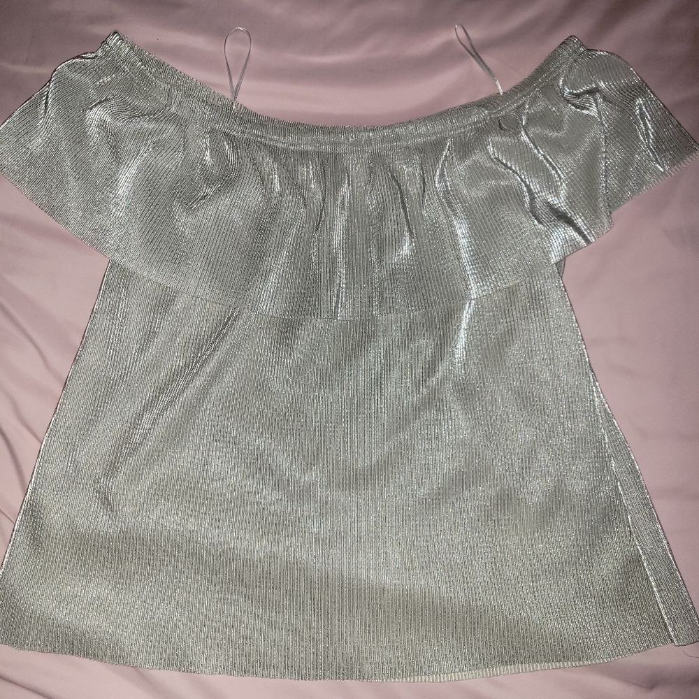 Silver Off-Shoulder Women's Top